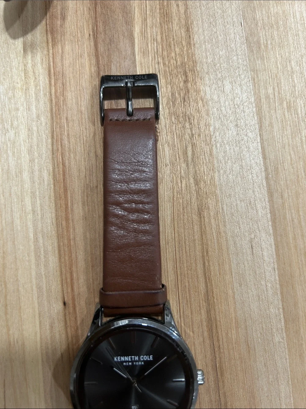 Kenneth Cole Men's Watch with Brown Leather Strap and Gray Dial